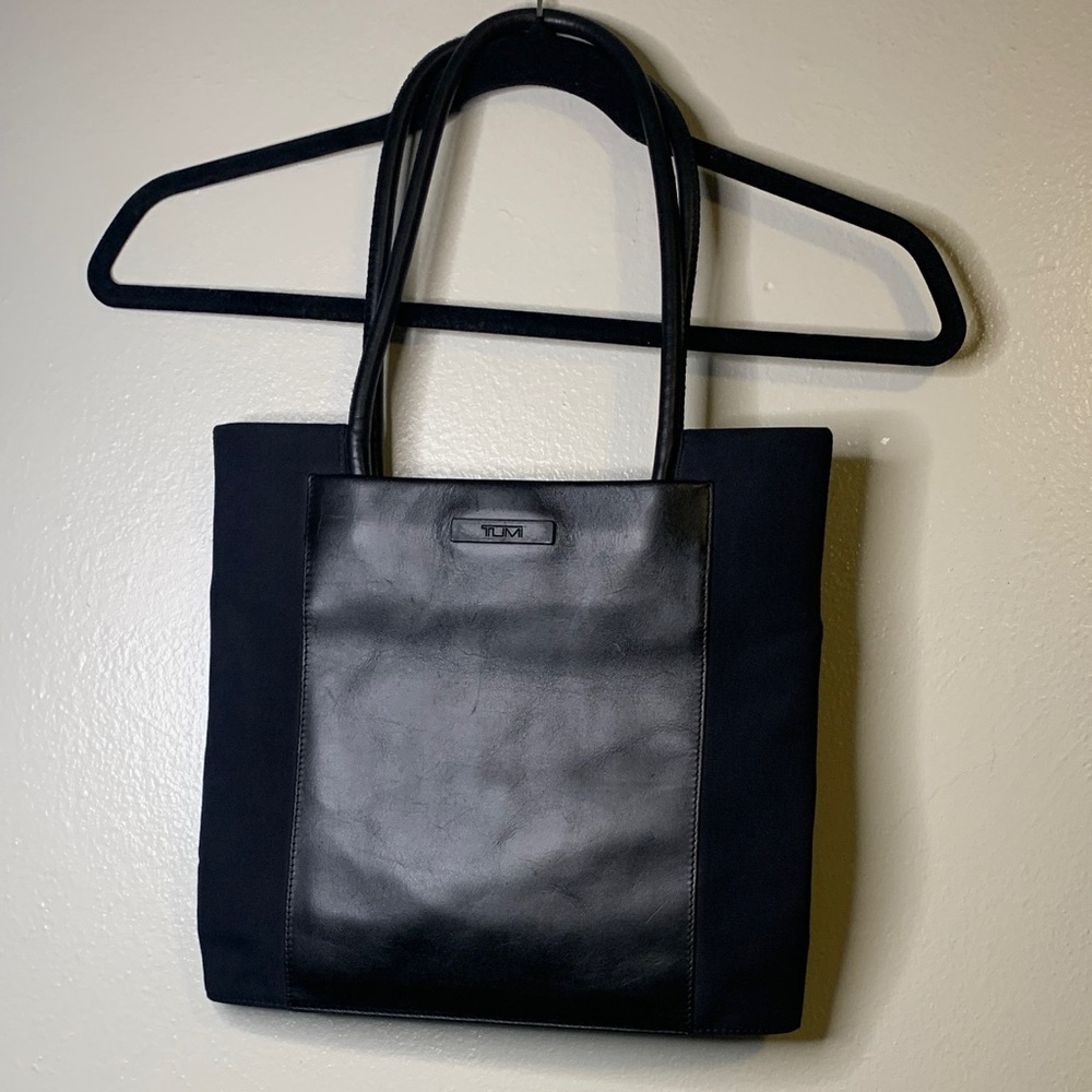 TUMI Black Leather Tote Bag